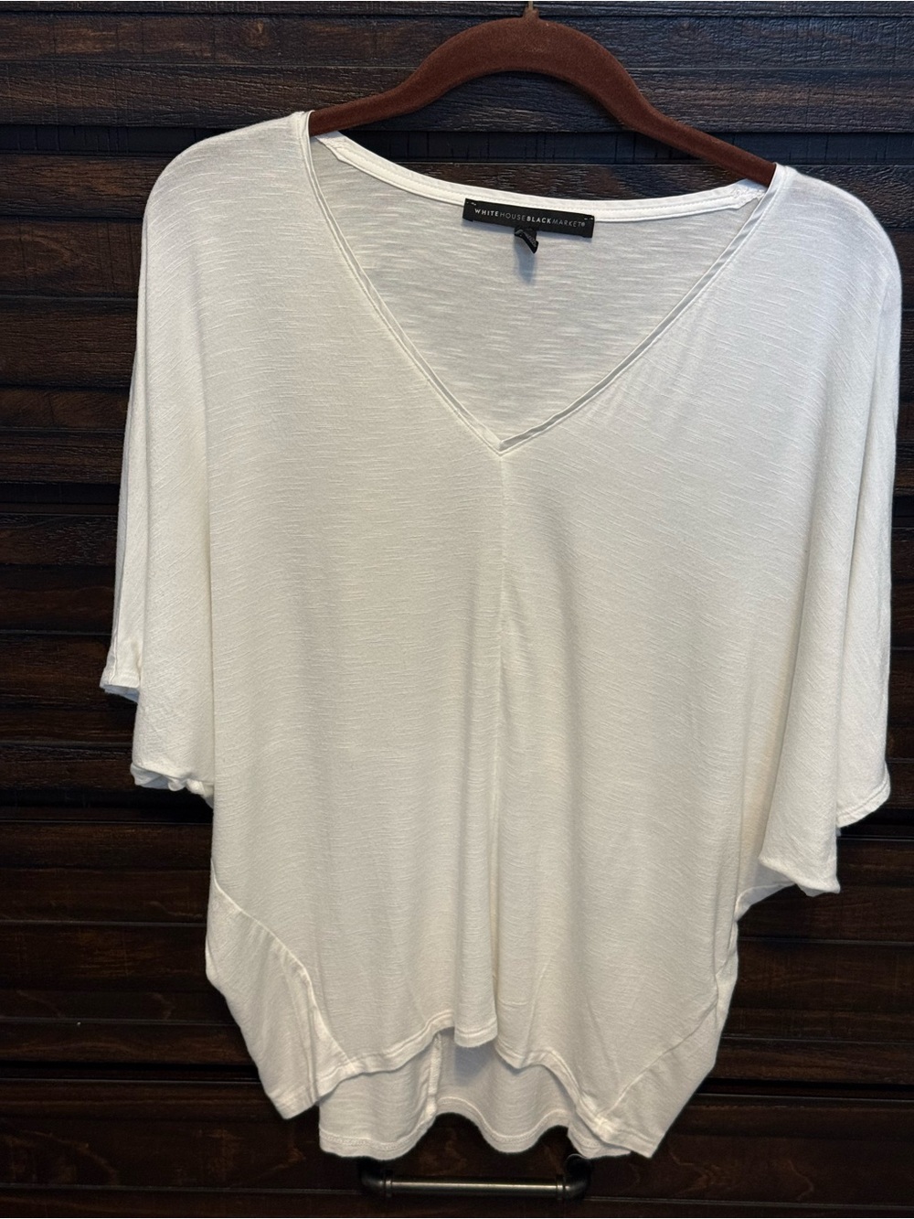 White House Black Market Women’s Medium White Oversized Dolman V-Neck Top